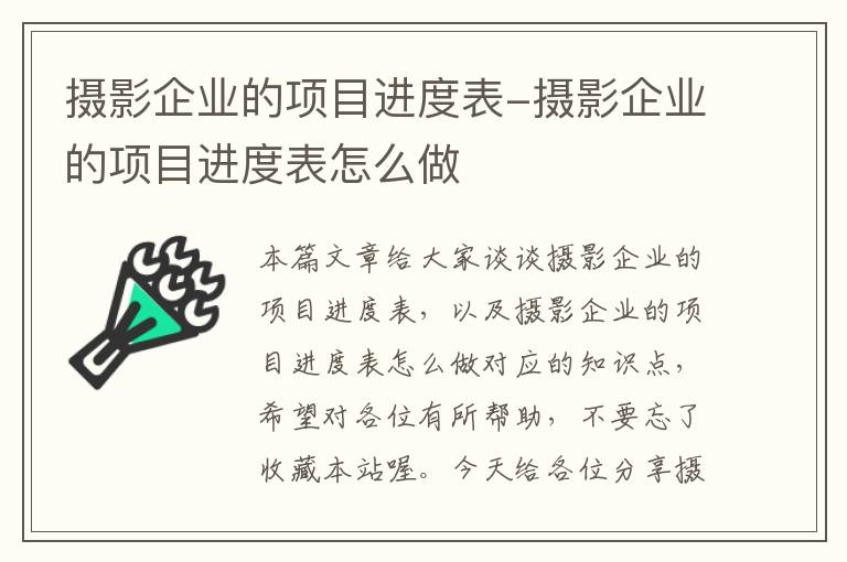 摄影企业的项目进度表-摄影企业的项目进度表怎么做