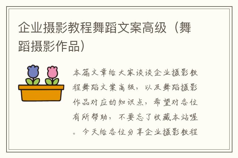 企业摄影教程舞蹈文案高级（舞蹈摄影作品）