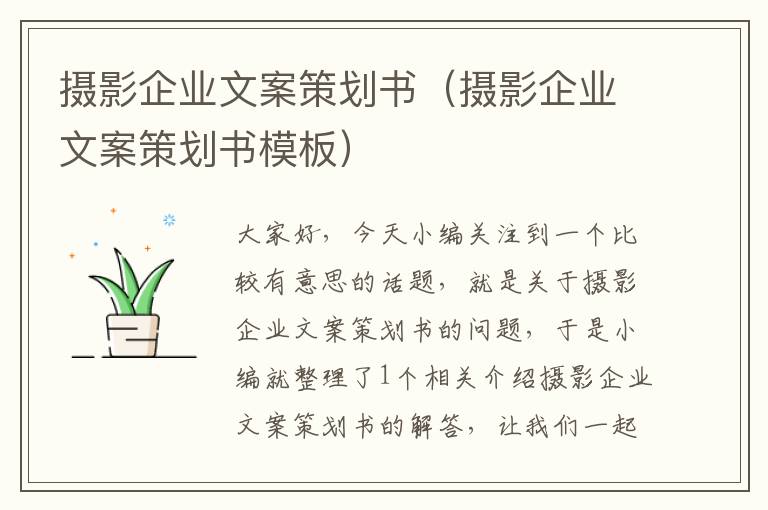 摄影企业文案策划书（摄影企业文案策划书模板）