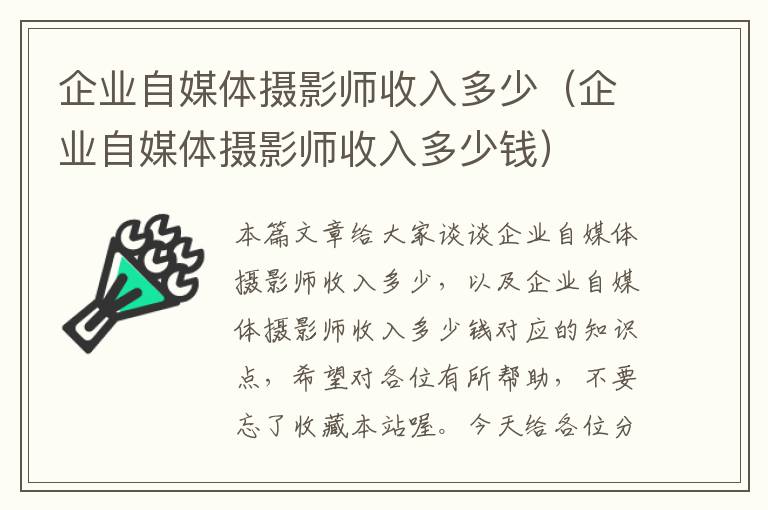 企业自媒体摄影师收入多少（企业自媒体摄影师收入多少钱）