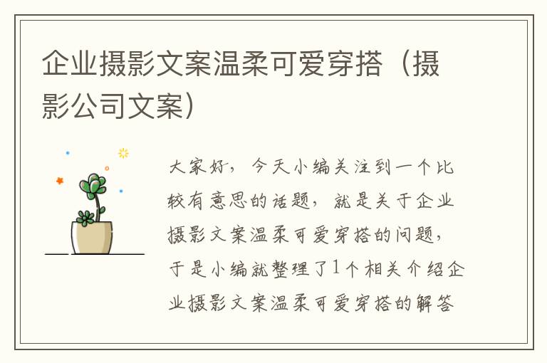 企业摄影文案温柔可爱穿搭（摄影公司文案）