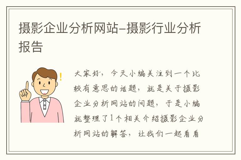 摄影企业分析网站-摄影行业分析报告