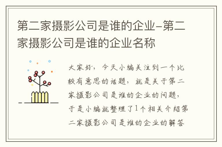 第二家摄影公司是谁的企业-第二家摄影公司是谁的企业名称