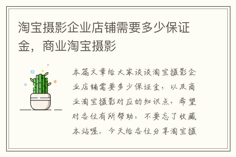 淘宝摄影企业店铺需要多少保证金，商业淘宝摄影