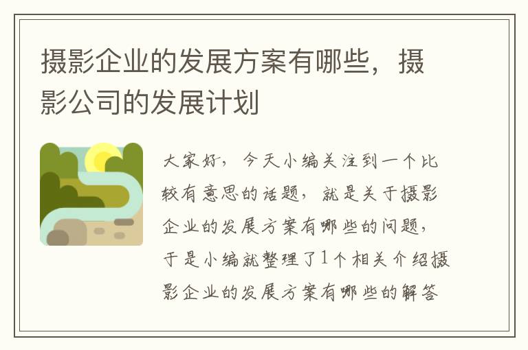 摄影企业的发展方案有哪些，摄影公司的发展计划