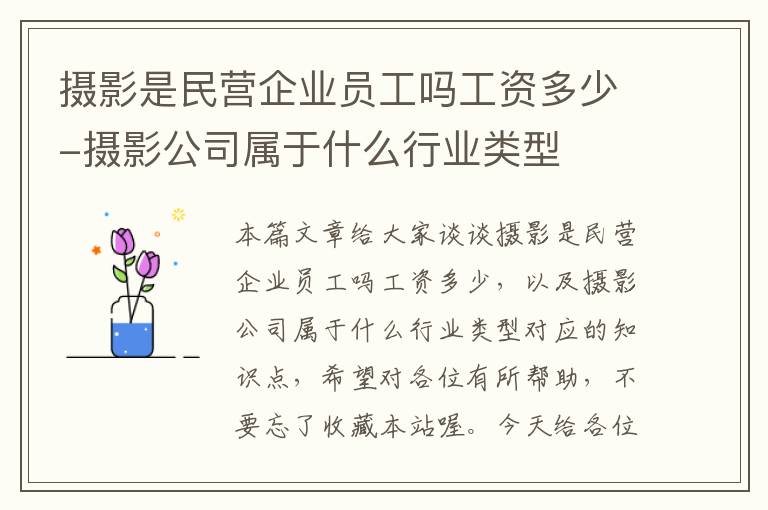 摄影是民营企业员工吗工资多少-摄影公司属于什么行业类型