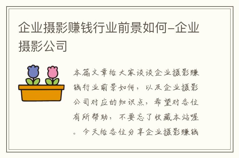 企业摄影赚钱行业前景如何-企业摄影公司