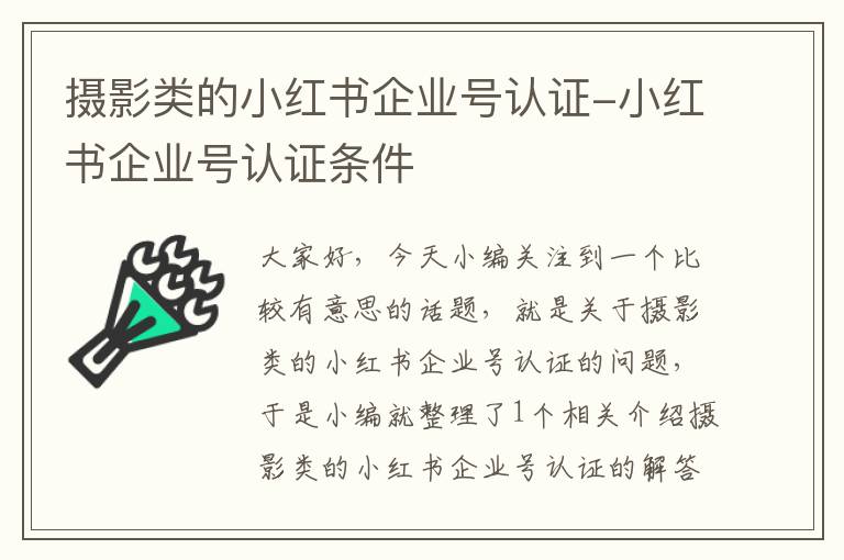 摄影类的小红书企业号认证-小红书企业号认证条件