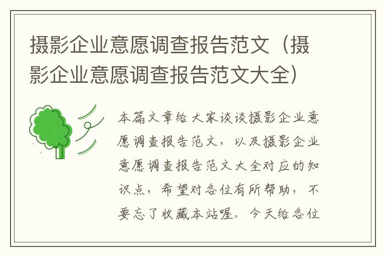 摄影企业意愿调查报告范文（摄影企业意愿调查报告范文大全）