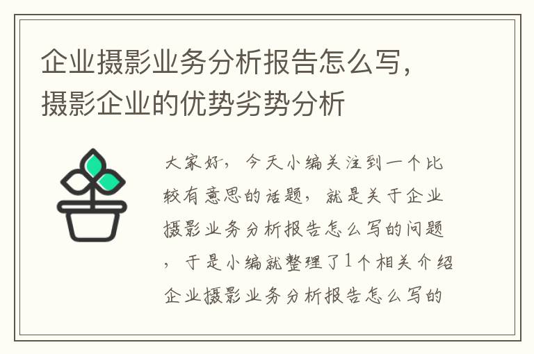 企业摄影业务分析报告怎么写，摄影企业的优势劣势分析