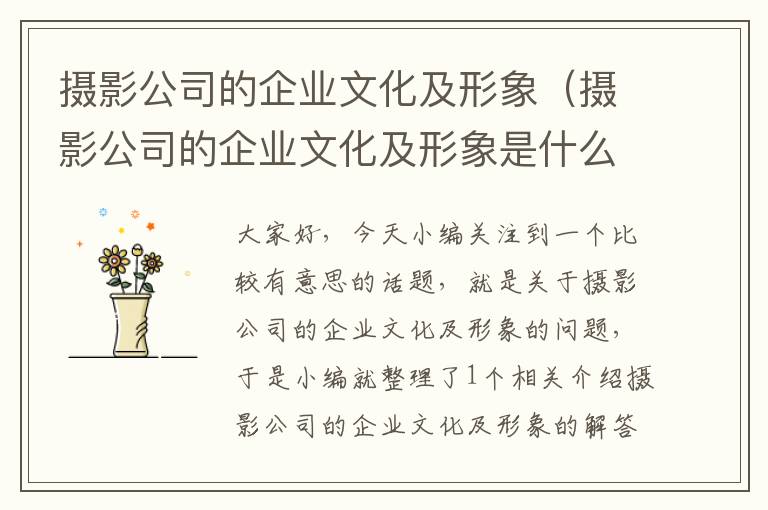 摄影公司的企业文化及形象（摄影公司的企业文化及形象是什么）