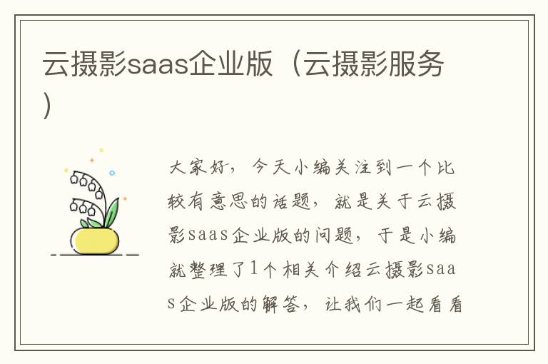 云摄影saas企业版（云摄影服务）