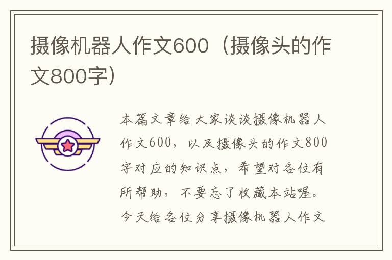 摄像机器人作文600（摄像头的作文800字）