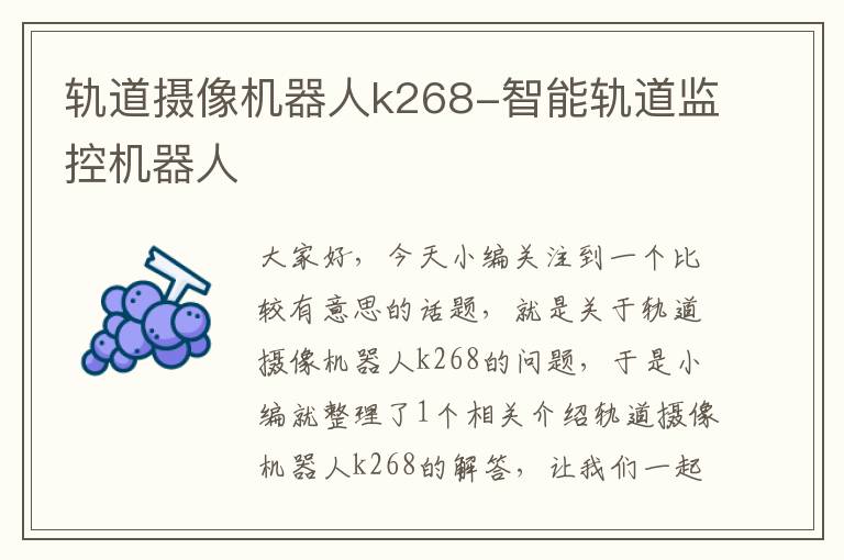 轨道摄像机器人k268-智能轨道监控机器人