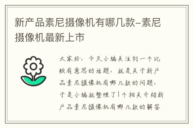 新产品素尼摄像机有哪几款-素尼摄像机最新上市