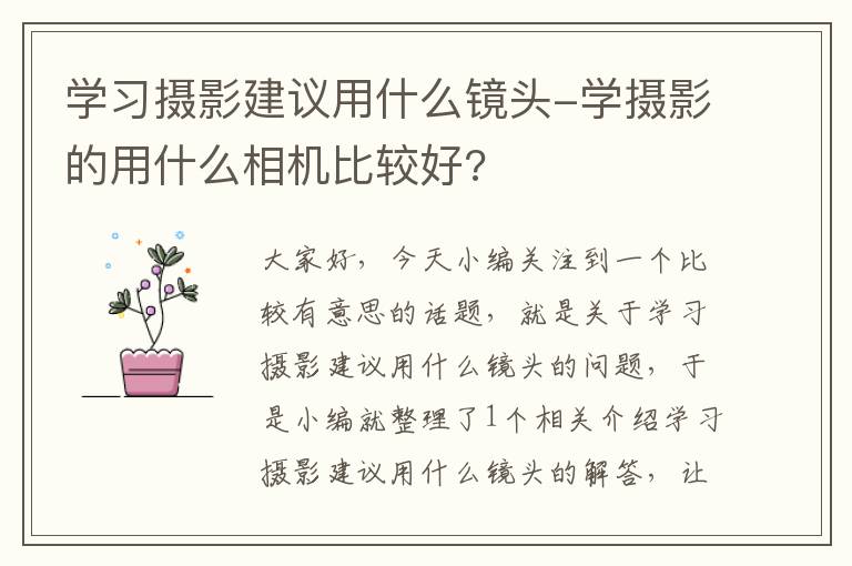 学习摄影建议用什么镜头-学摄影的用什么相机比较好?