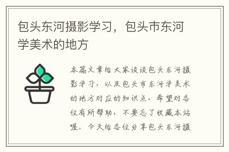 包头东河摄影学习，包头市东河学美术的地方