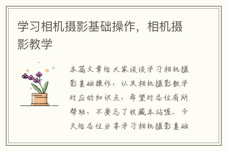 学习相机摄影基础操作，相机摄影教学