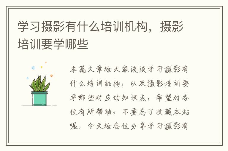 学习摄影有什么培训机构，摄影培训要学哪些