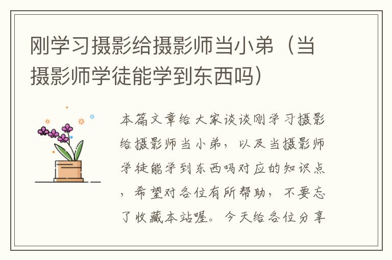 刚学习摄影给摄影师当小弟（当摄影师学徒能学到东西吗）