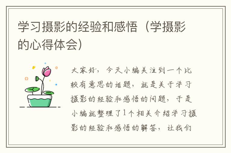 学习摄影的经验和感悟（学摄影的心得体会）