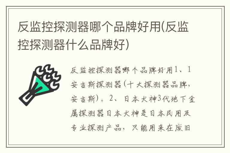 反监控探测器哪个品牌好用(反监控探测器什么品牌好)