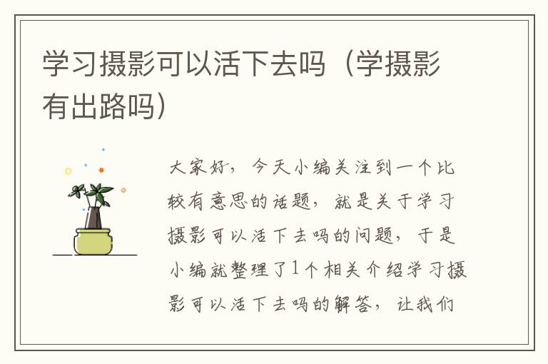 学习摄影可以活下去吗（学摄影有出路吗）