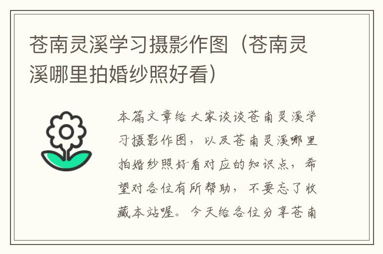 苍南灵溪学习摄影作图（苍南灵溪哪里拍婚纱照好看）