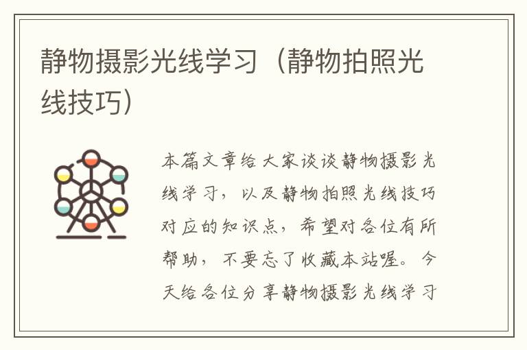 静物摄影光线学习（静物拍照光线技巧）