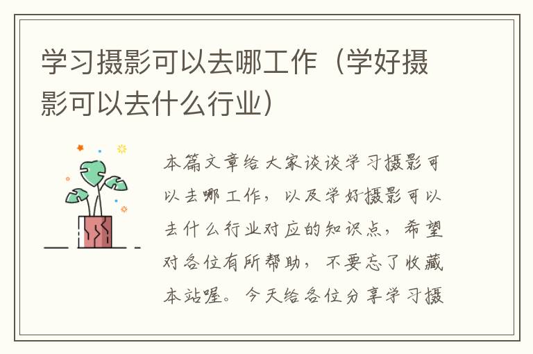 学习摄影可以去哪工作（学好摄影可以去什么行业）