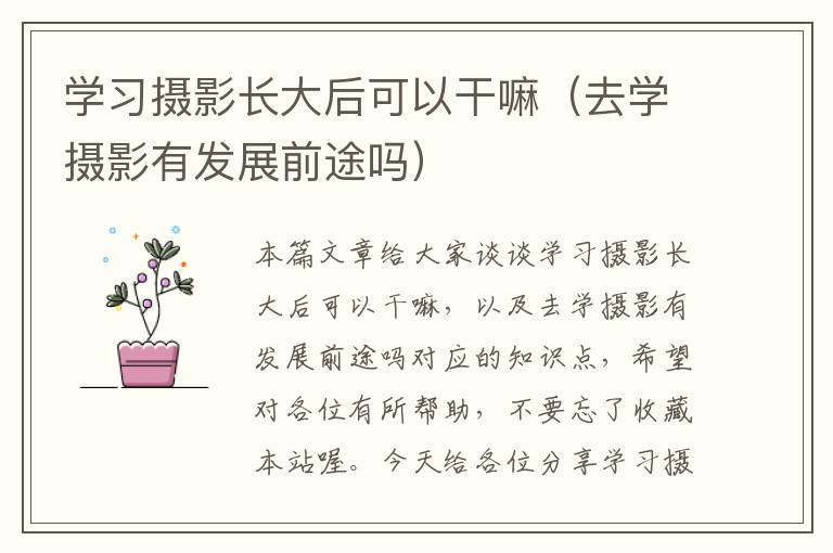 学习摄影长大后可以干嘛（去学摄影有发展前途吗）