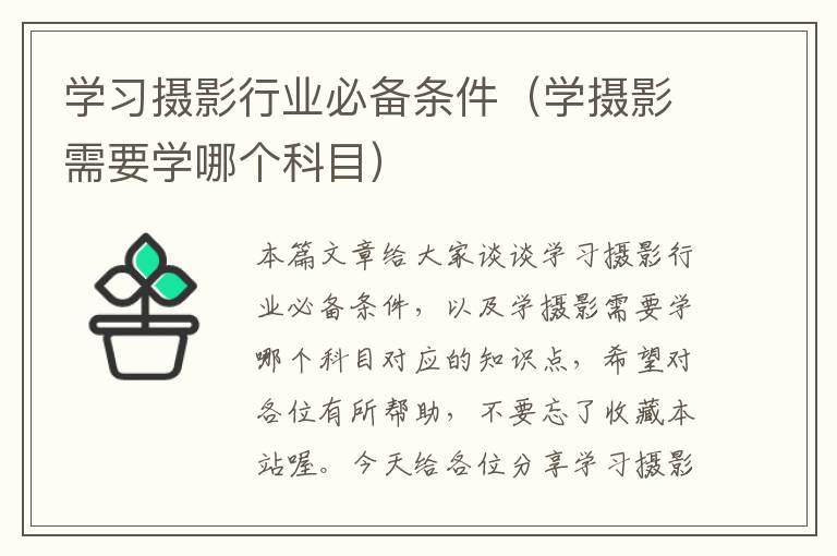 学习摄影行业必备条件（学摄影需要学哪个科目）