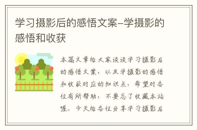 学习摄影后的感悟文案-学摄影的感悟和收获