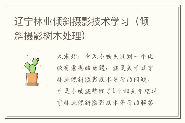 辽宁林业倾斜摄影技术学习（倾斜摄影树木处理）