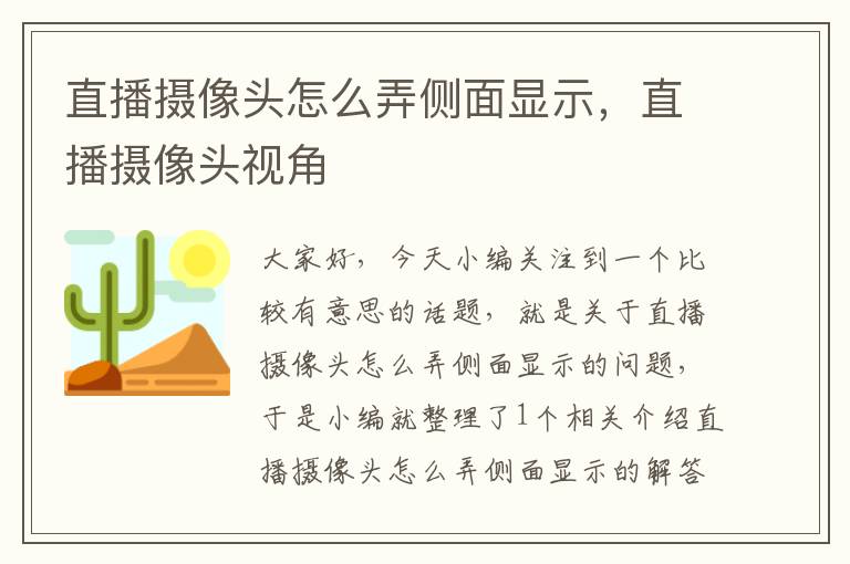 直播摄像头怎么弄侧面显示，直播摄像头视角