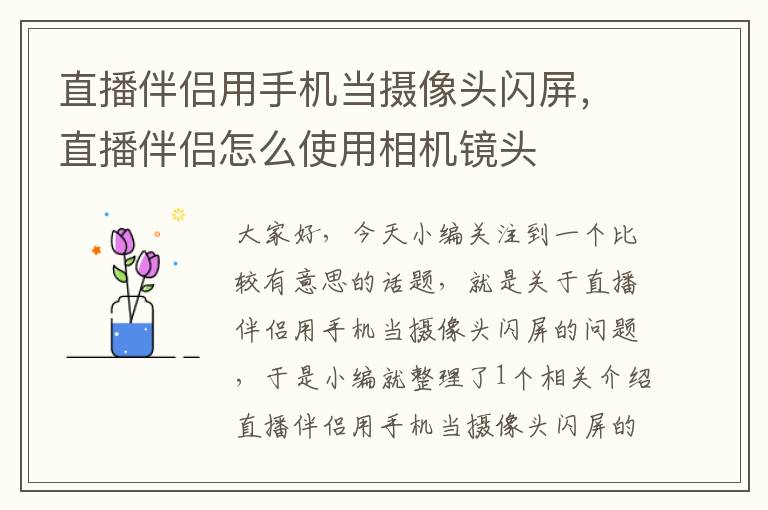 直播伴侣用手机当摄像头闪屏，直播伴侣怎么使用相机镜头