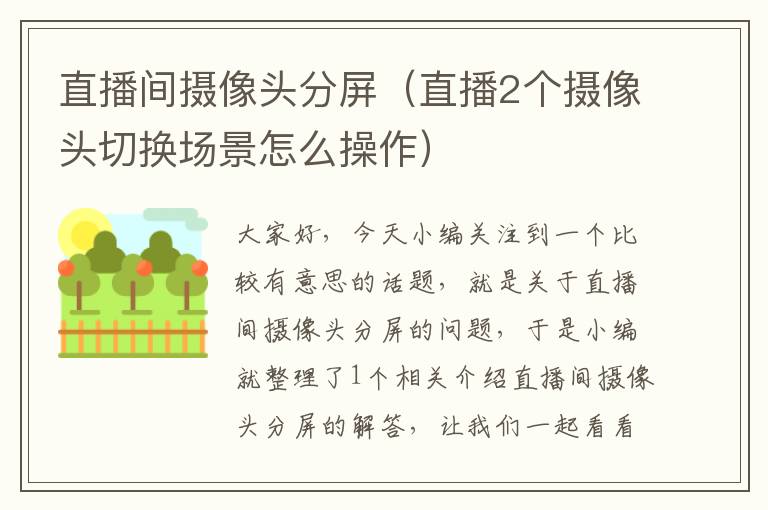 直播间摄像头分屏（直播2个摄像头切换场景怎么操作）