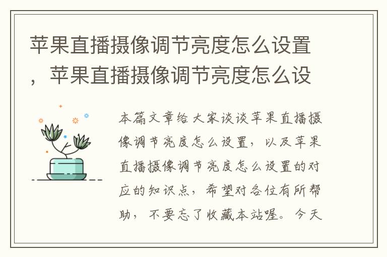 苹果直播摄像调节亮度怎么设置，苹果直播摄像调节亮度怎么设置的