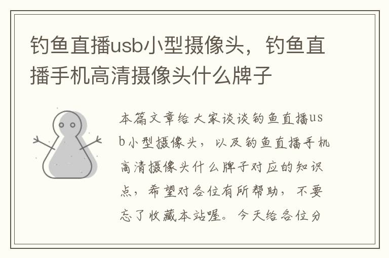 钓鱼直播usb小型摄像头，钓鱼直播手机高清摄像头什么牌子