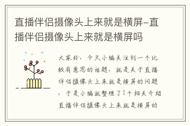 直播伴侣摄像头上来就是横屏-直播伴侣摄像头上来就是横屏吗