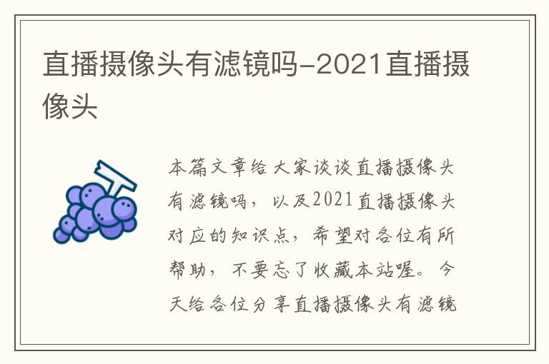 直播摄像头有滤镜吗-2021直播摄像头