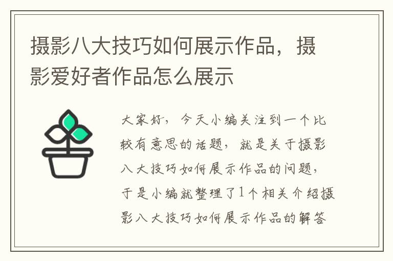 摄影八大技巧如何展示作品，摄影爱好者作品怎么展示