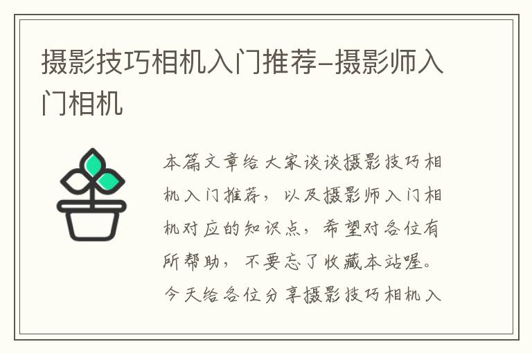 摄影技巧相机入门推荐-摄影师入门相机