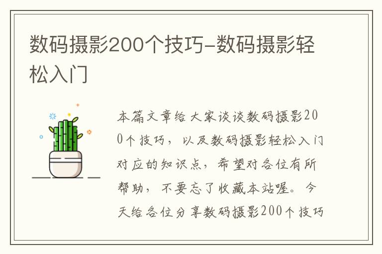 数码摄影200个技巧-数码摄影轻松入门