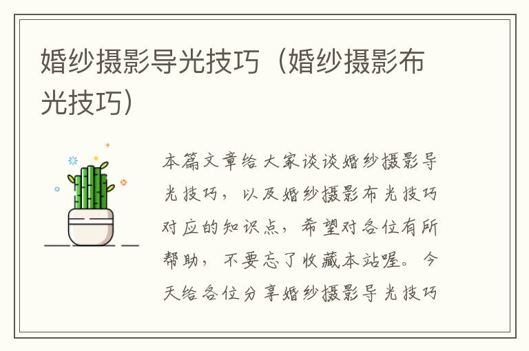 婚纱摄影导光技巧（婚纱摄影布光技巧）