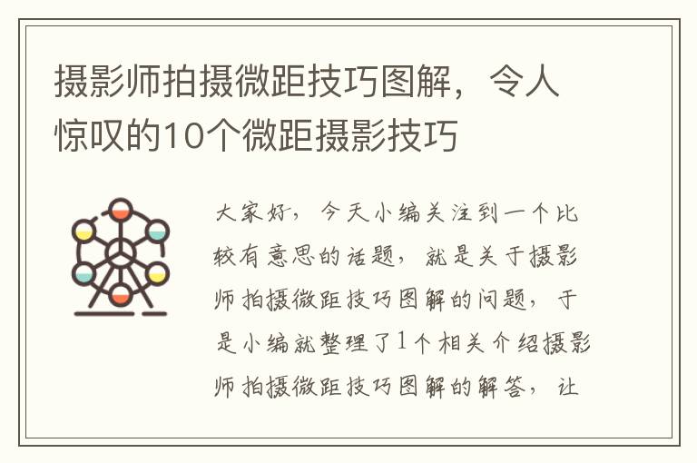 摄影师拍摄微距技巧图解，令人惊叹的10个微距摄影技巧